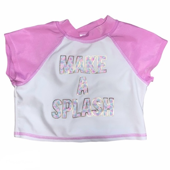 Little Girls Swim Shirt / Rash Guard Sun Hat Bundle Size 4 - Picture 2 of 4
